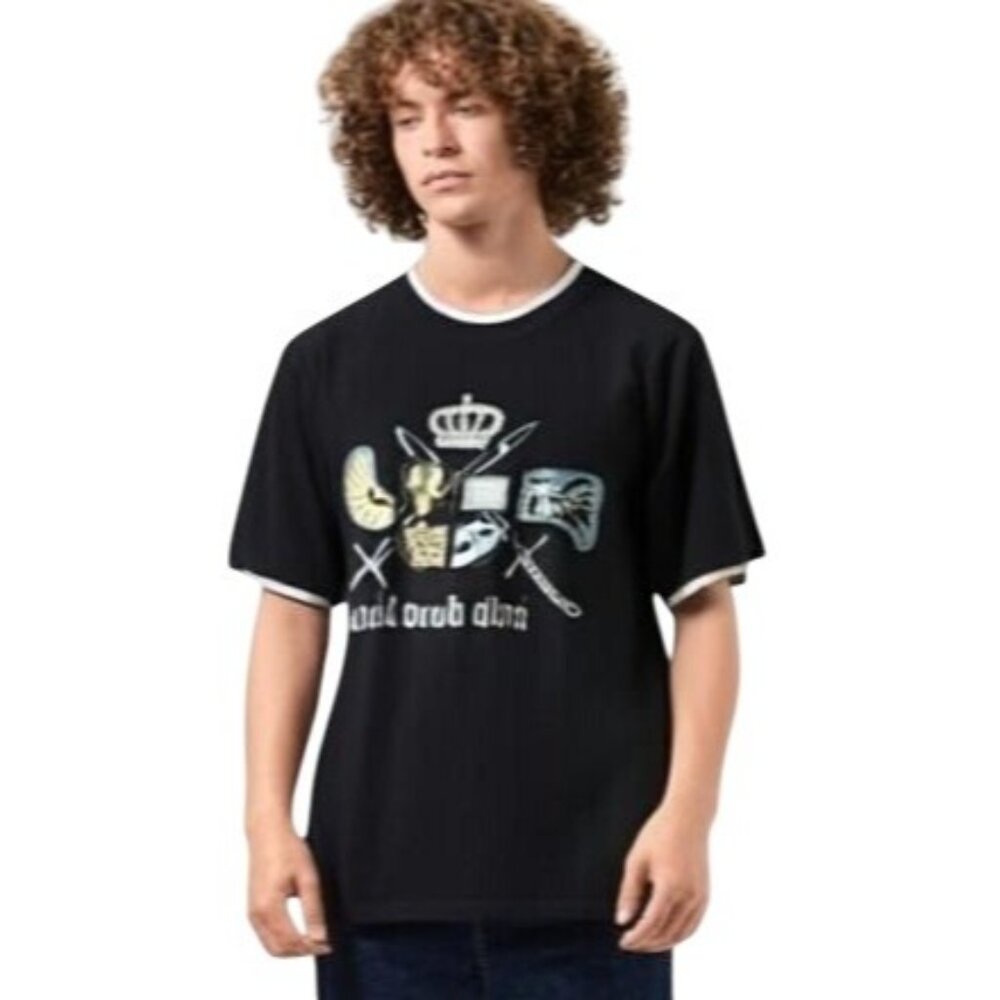 8°N OSO Old School Oldies Short Sleeve Graphic‎ Black T-Shirt Men's Size Medium